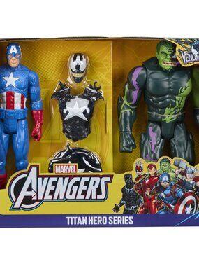 Marvel Avengers 2 pk Venom Versus Titan Hero Series Captain America & Hulk - New